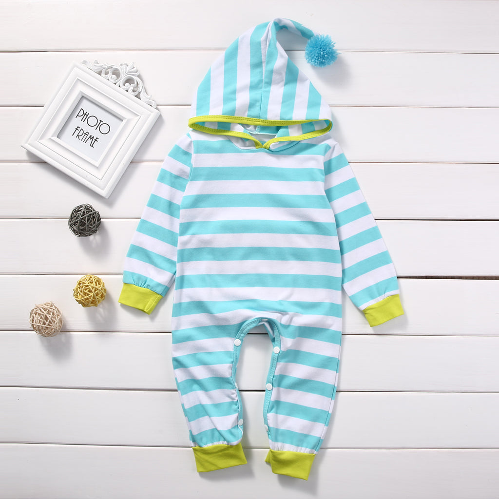 Hooded Stripes Baby Romper