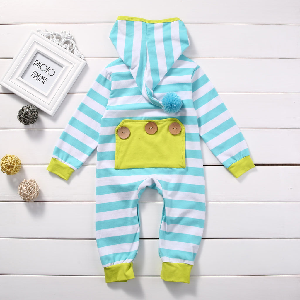 Hooded Stripes Baby Romper