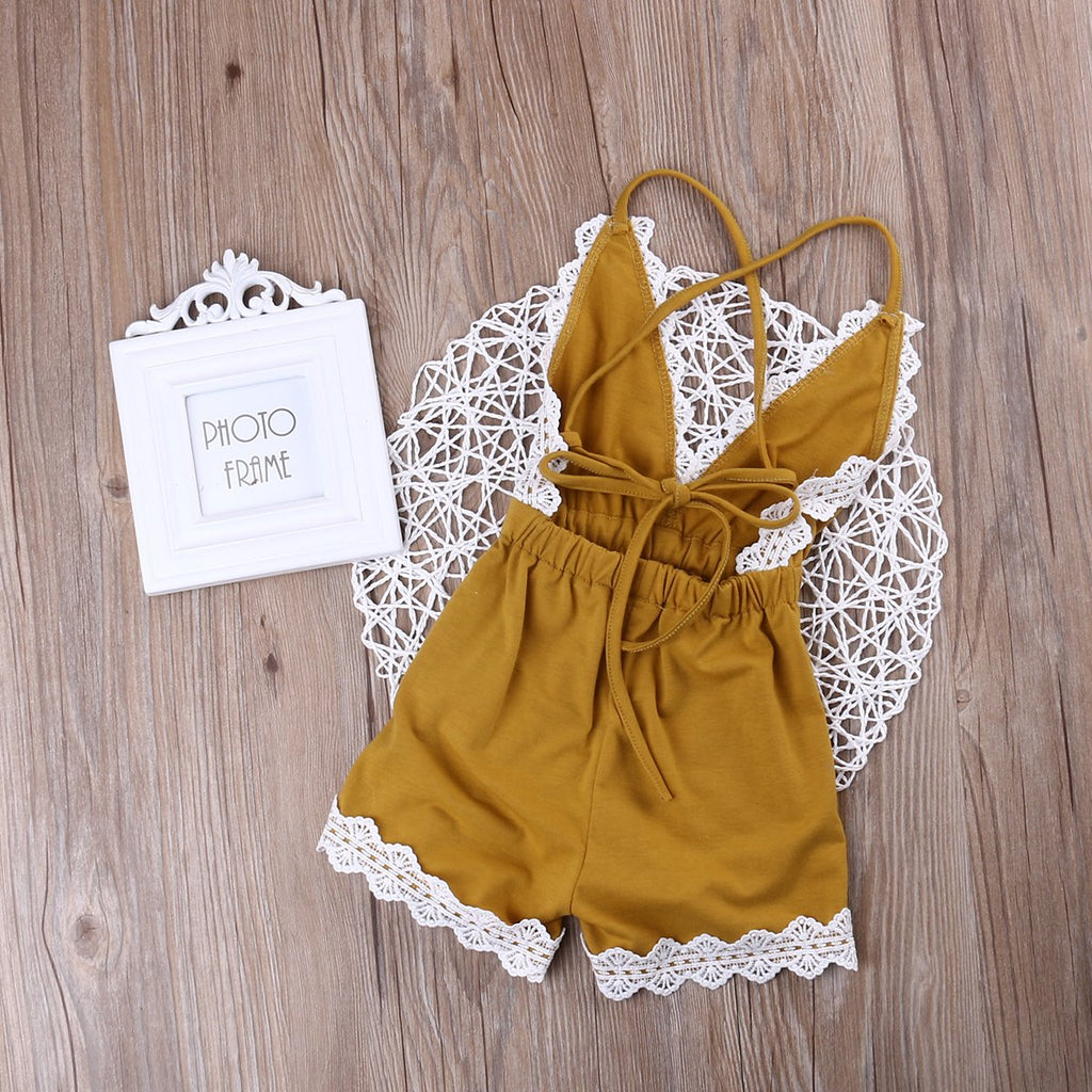 Adorable V-neck And Backless Baby Romper